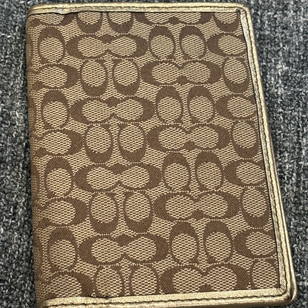 Brown Patterned Wallet with Gold Trim